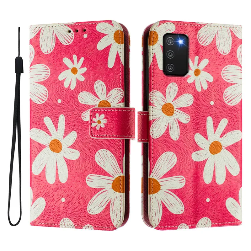 Leather Flip Wallet Phone Case with Magnetic Closure and Artistic Design