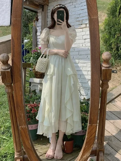 New Fairy Chiffon Long Dress Women Elegant Party Midi Dress