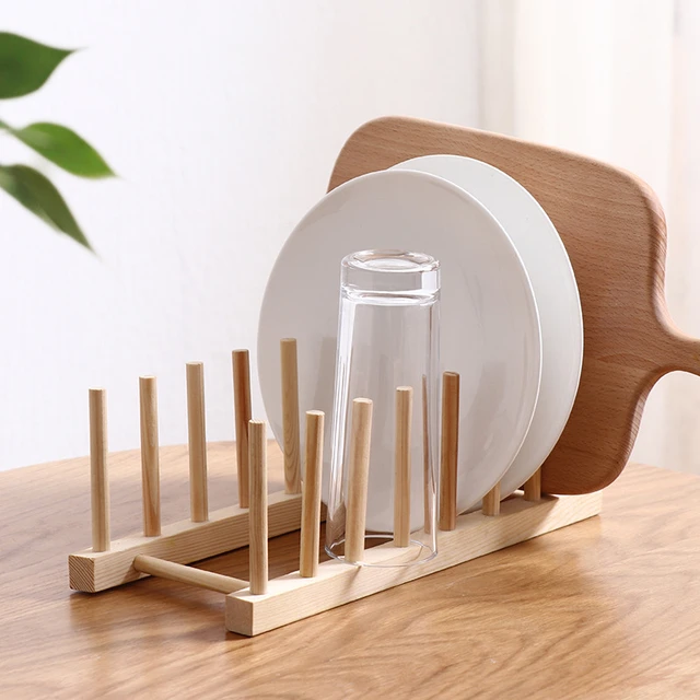 Bamboo Wooden Dish Rack Plates Holder Kitchen Storage Cabinet Organizer For  Dish / Plate / Bowl / Cup / Pot Lid / Cutting Board 