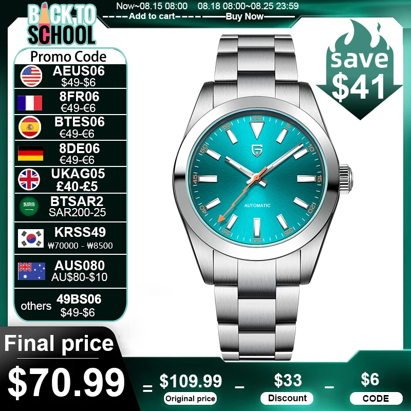 Mechanical Watches Men NH35A Automatic Watch Stainless steel Clock For PAGANI DESIGN mechanical watch