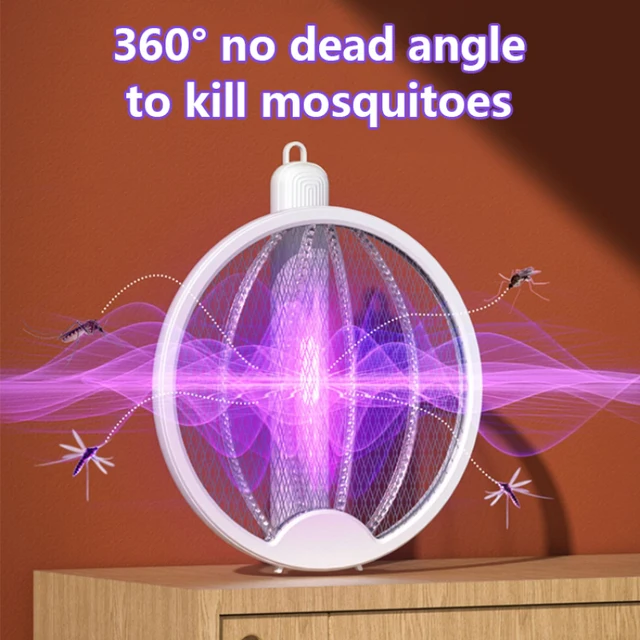 Elektromos Szúnyog Swatter 90 Fokos Forgatható Szúnyoggyilkos Lámpa Ütő Uv Light Usb Töltés Bug Zapper Csapdák Legyek - Image 3