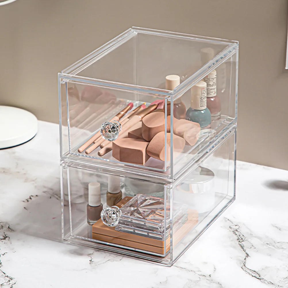 

Plastic Drawer Storage Case Desktop Organizer Single Layer Makeup Holder Boxes Type Container