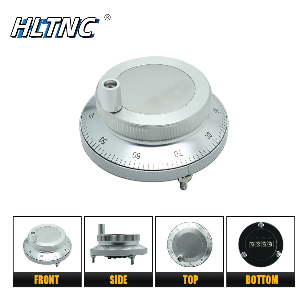 Handwheel CNC Pulser 61mm Pulse 100 25 5V 24V 4Pin 6Pin Manual Pulse Generator Hand Wheel CNC Machine Rotary PLC Encoder cnc handwheel