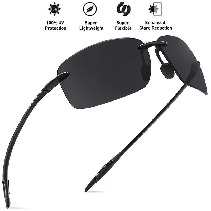  - Classic Sports Rimless Sunglasses Men Women Male Driving Golf Rectangle Ultralight Frame Sun Glasses UV400 De Sol