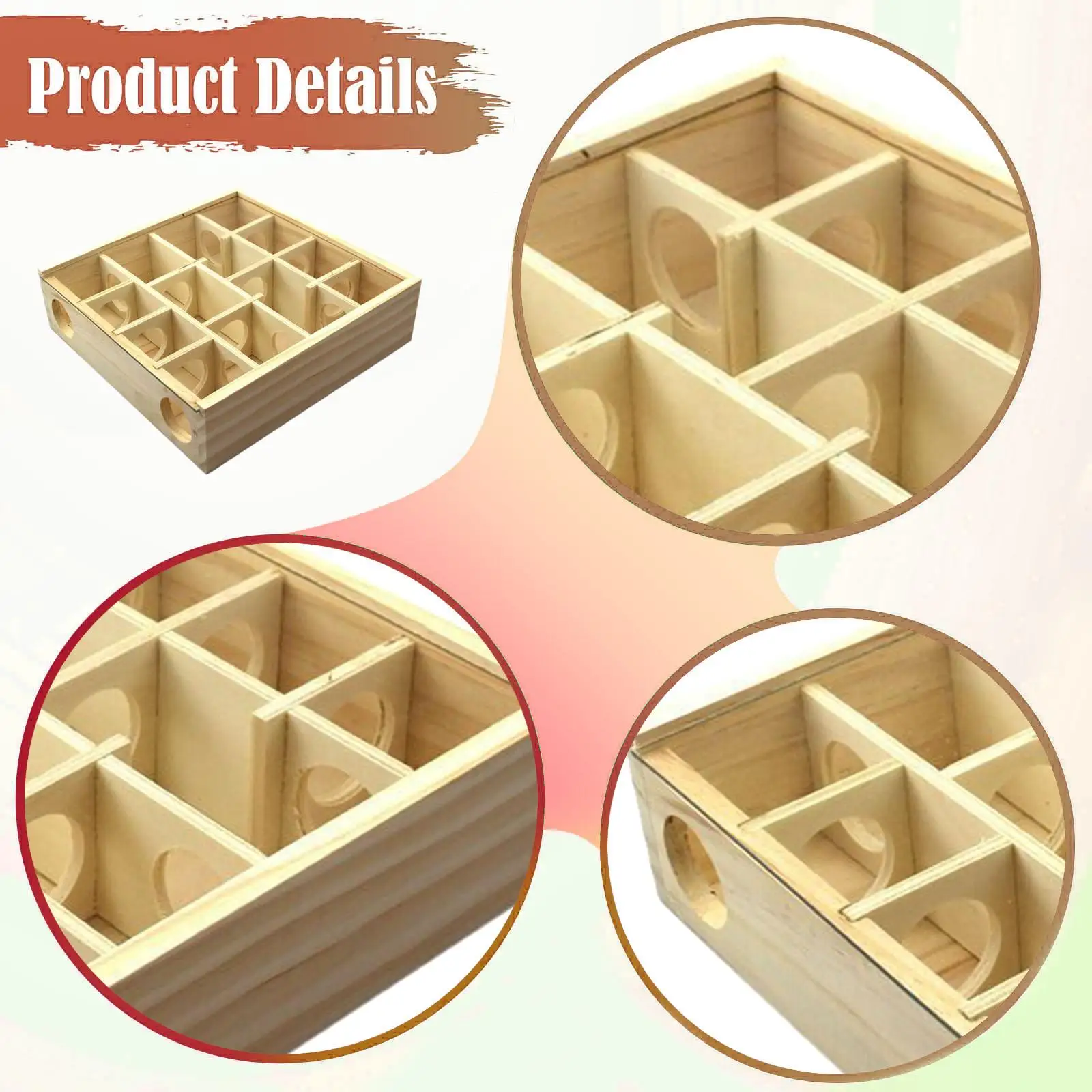 Hamster Maze Puzzle Toy Wooden Play Toys Hamster Cage Hideout Digging Box for Dwarf Hamsters Guinea Pigs Small Animals