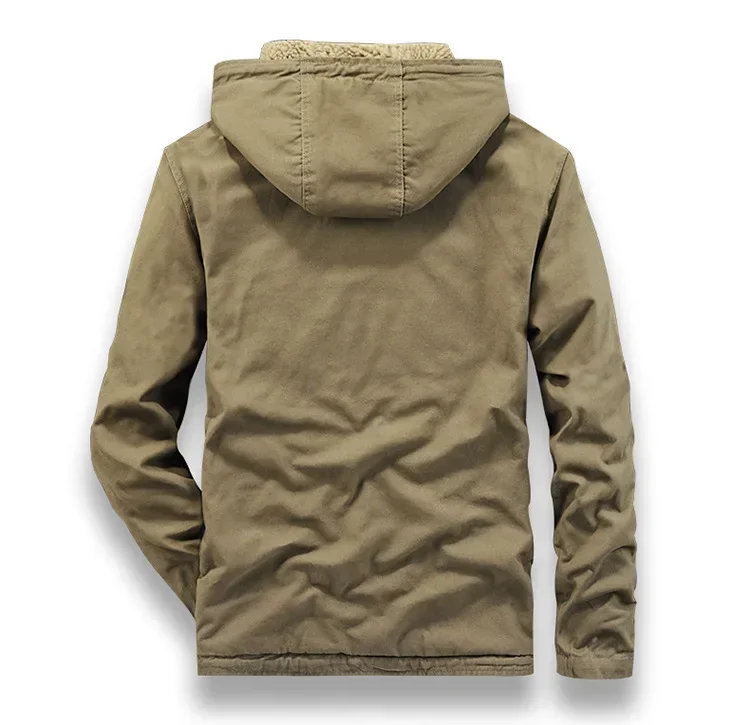 Description Picture 5 of item2024 Men Hooded Winter Coats Fleece Down Jackets Wool Liner Warm Parkas Good Quality Male Casual Outwear Winter Clothes