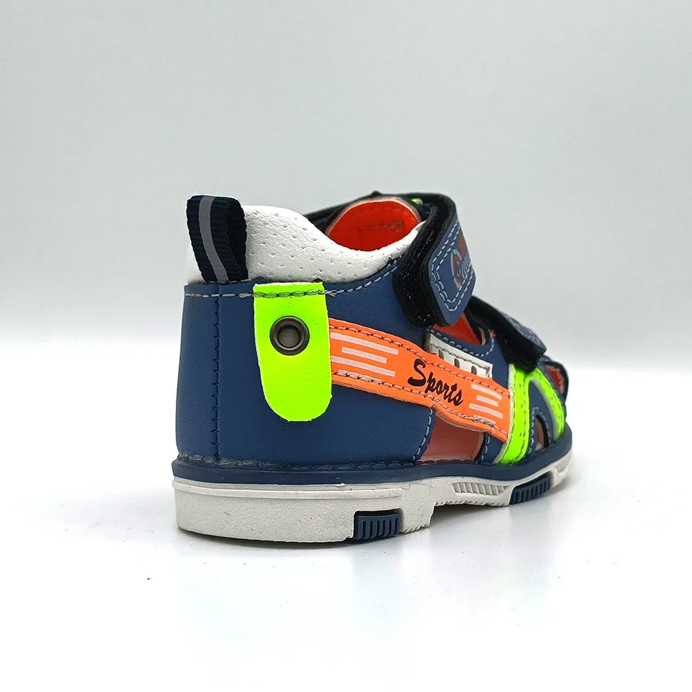 Fashion 1pair Summer Leather Orthopedic Boy Sandals antiskid Children Shoes, back hard Kids Shoes