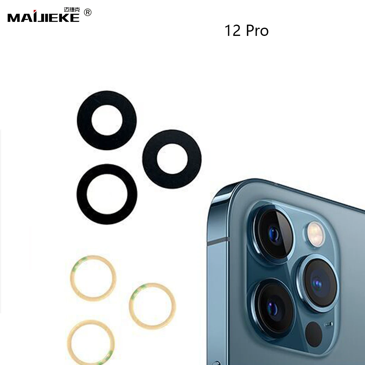 Vetro Fotocamera Posteriore Per IPhone 12 PRO Max - Kit Sostituzione Con 2 Lenti Zaffiro E Utensili - Foto 9