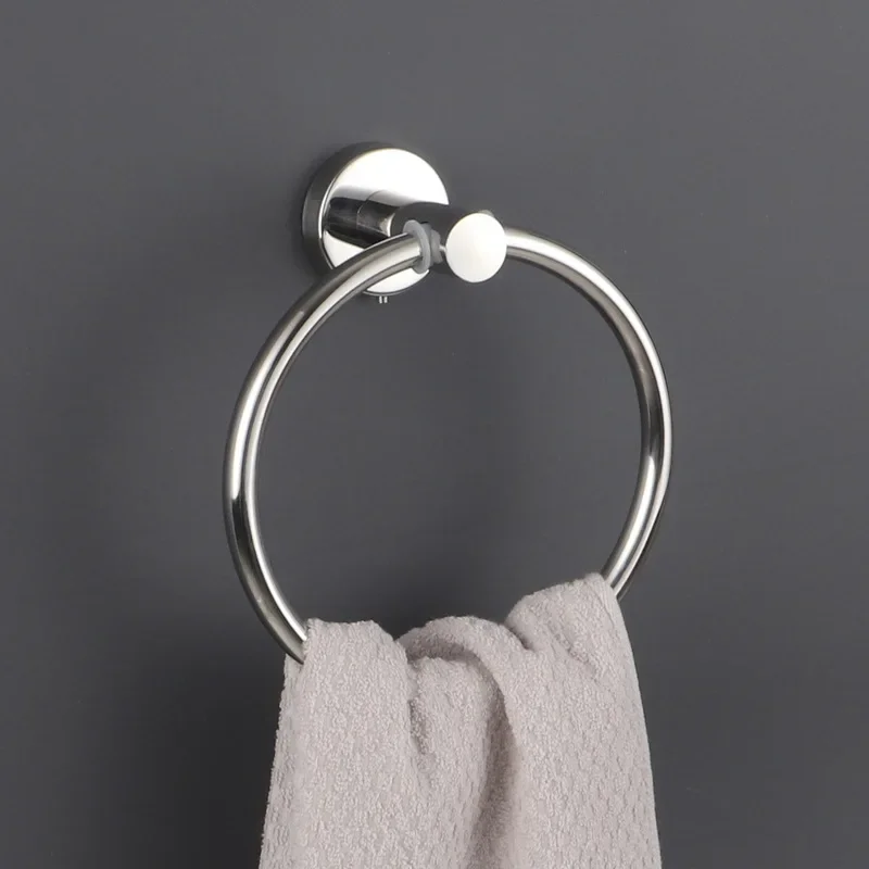 Bathroom Towel Ring Holder Stainless Steel Round Wall Mount