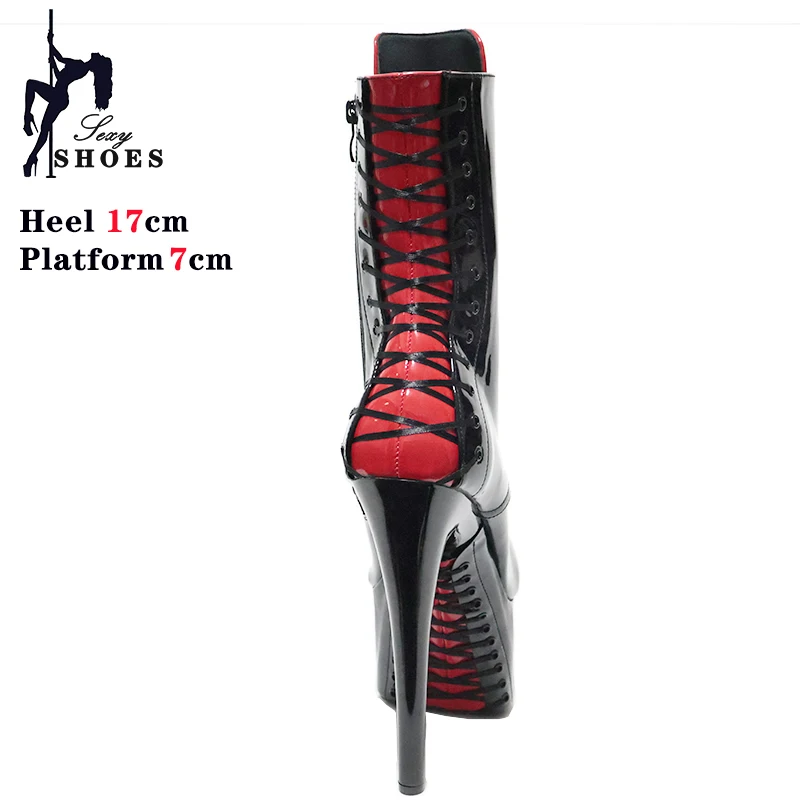 Nightclub Clubwear 17CM High Heels Bride's Wedding Women Pole Dancing Shoes Formal Lace-up Platform Banquet Dress Ankle Boots