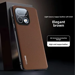 Luxury Business Nappa Leather Skin - Friendly Shockproof Phone Case with Camera Film Protector for Realme Neo8 (Brown)
