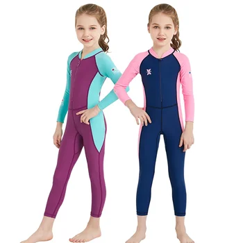 Childrens Outdoor Swimsuit UPF50+ Kids Wetsuit for Boys and Girls Keep Warm Long Sleeves UV Protection Quick Drying Swimwear 1