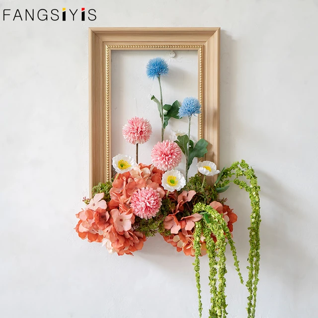 Crisantemo, decoración para el hogar, arreglo Floral, Fondo de pared,  decoración de flores falsas, hilera de plantas artificiales, flores  colgantes - AliExpress