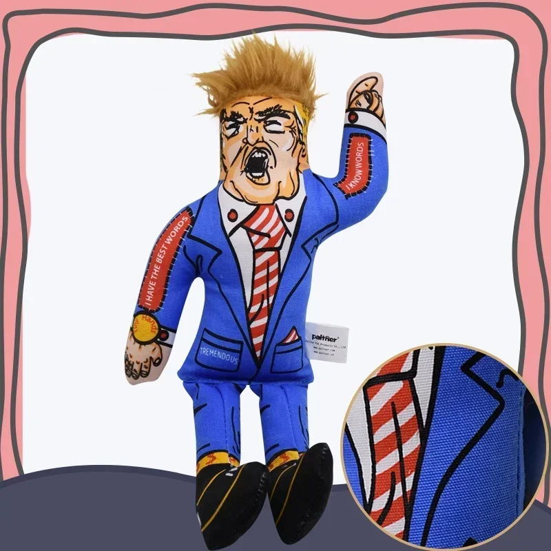Donald Trump Political Parody Novelty Durable Dog Chew Toy with Squeaker bite resistant pet toys durable plush Squeak Dog Toys 3