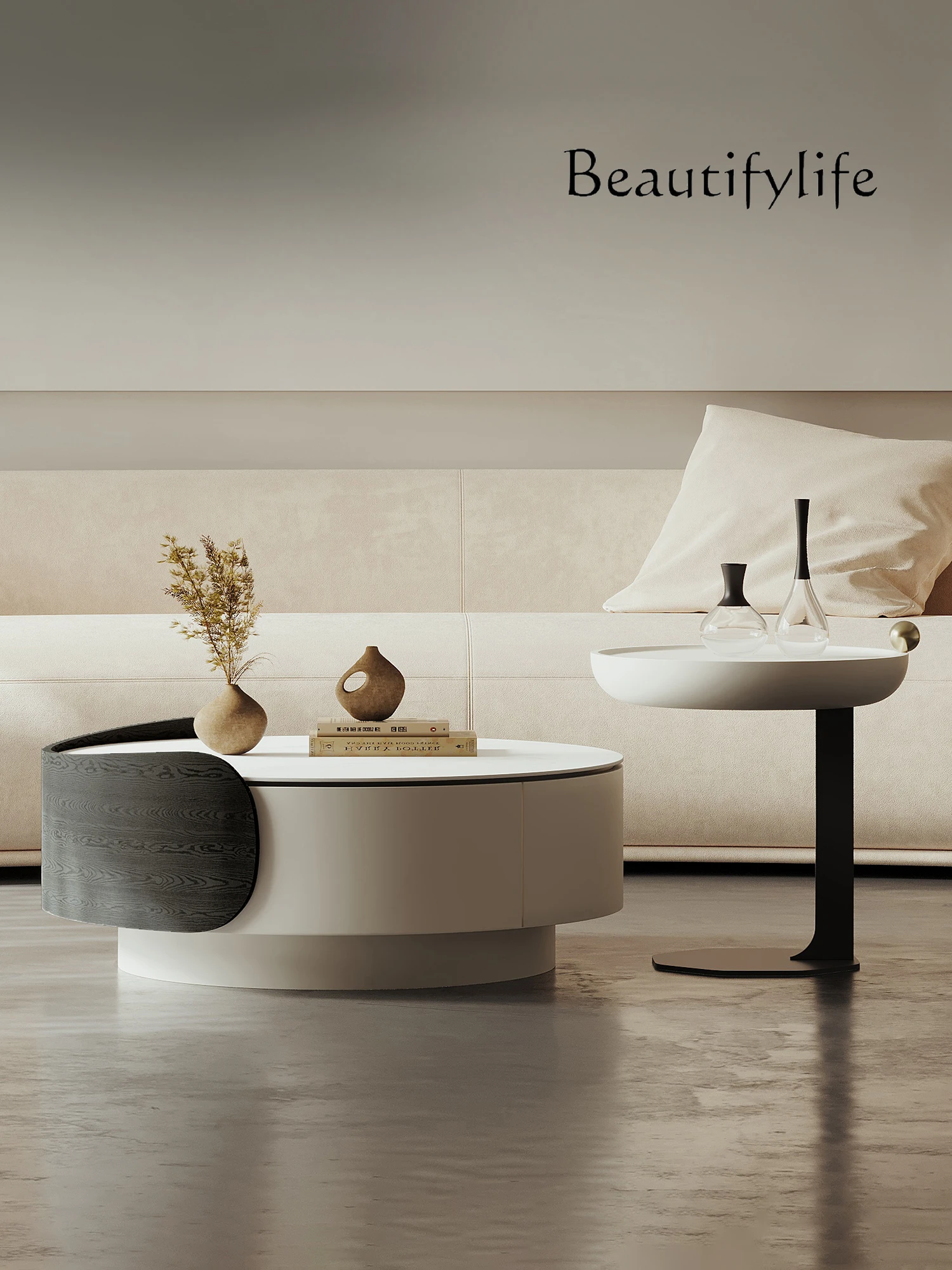 

Italian Minimalist Coffee Table Living Room Home Small Apartment round Tea Table