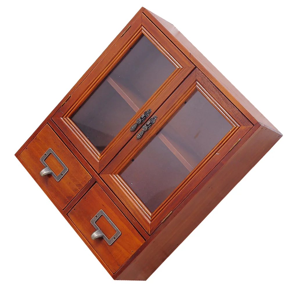 

Multi-layer Chest of Drawers Wood Figures Stand Desktop Display Cabinet Stationery