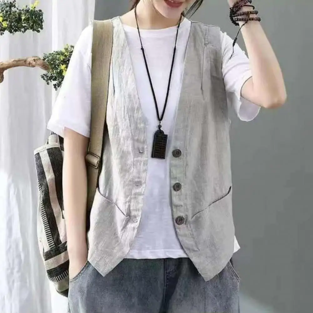 

Однотонный жилет в стиле ретро, кардиган с V-образным вырезом, однотонное Женское пальто на пуговицах, Женский Топ