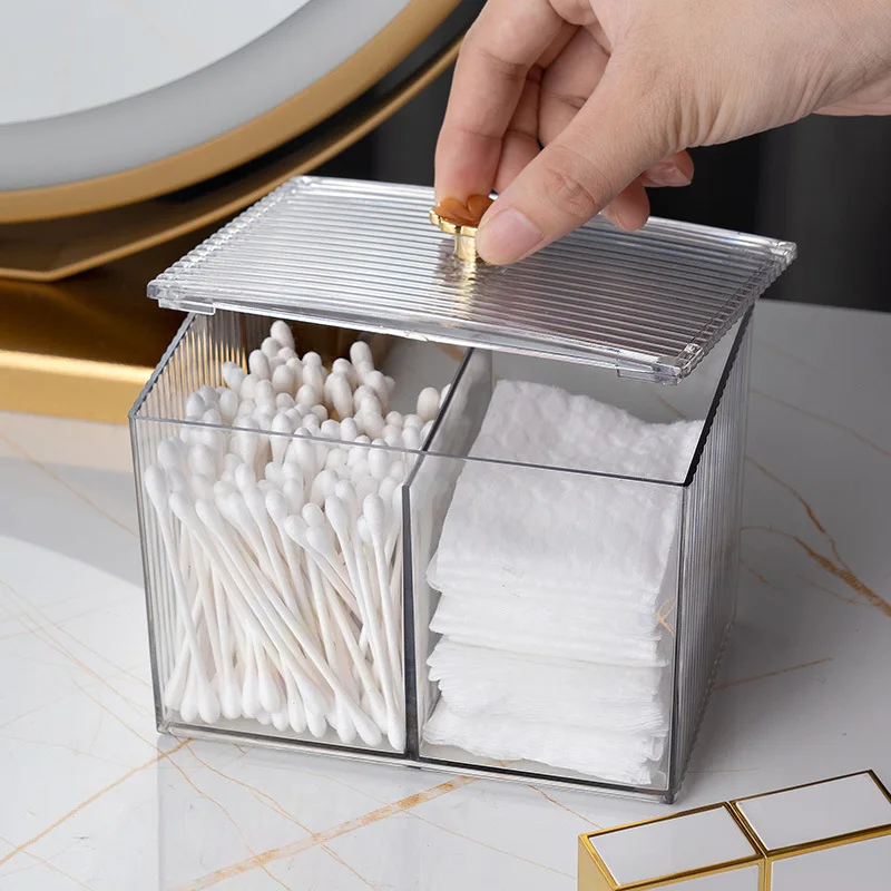 Acrylic Storage Box For Women Bathroom Jar Makeup Organizer Cotton Swab Box Cosmetics Jewelry Container Lipstick Organizer Box