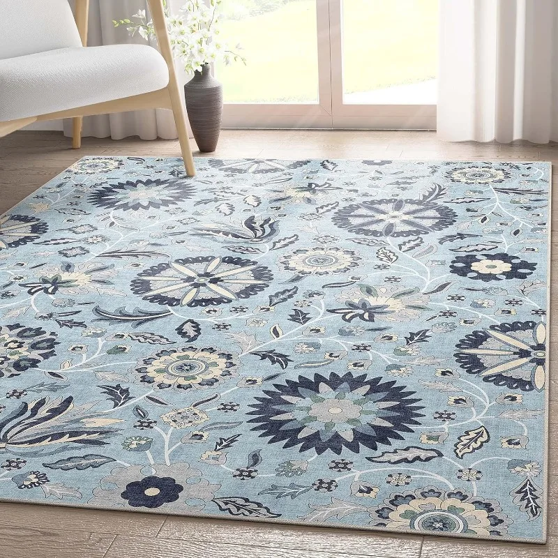Retro Living Room Carpet Pastoral Style Floral Print Bedroom Bedside Rug Velvet Soft Luxury Coffee Table Floor Mat Ковер Tapis