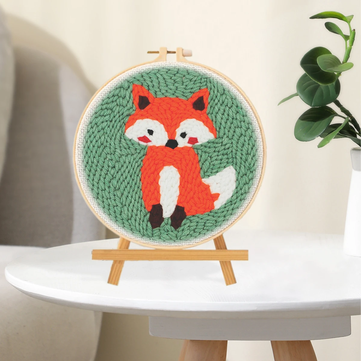 Ruopoty 1 Set Fox Animals Pattern Punch Needle Embroidery Kits Easy To Use Diy Tools Set For Beginners For Rug Hooking Diy Craft