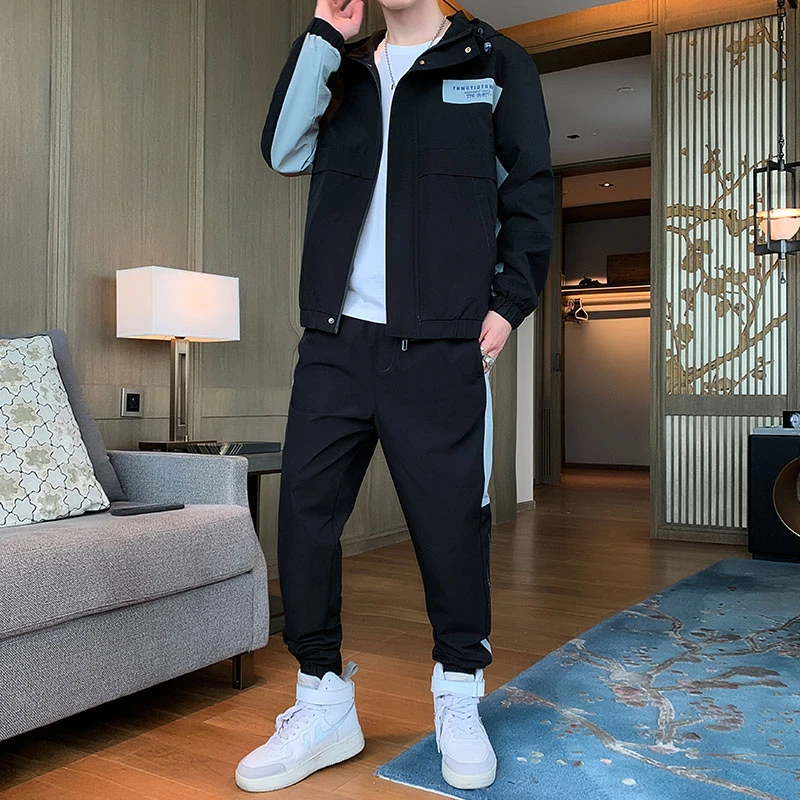 Chándal holgado de 2 piezas para hombre, ropa deportiva masculina de estilo Harajuku, HIPHOP, camisetas y pantalones capucha, ABZ670, 2022|Conjuntos para hombres| AliExpress