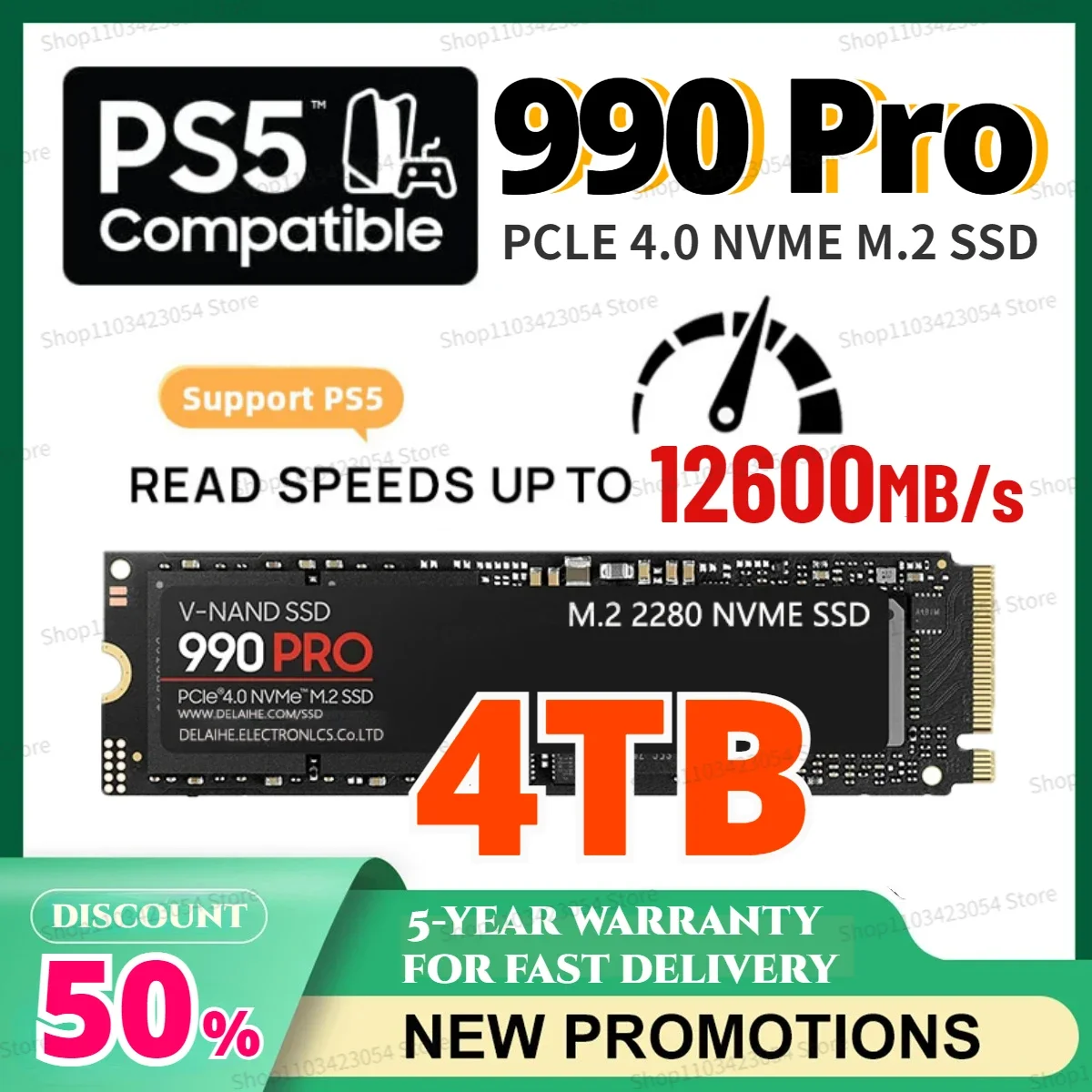 

NEW Original 990 PRO 4TB 2TB 1TB M2 2280 New SSD Internal Solid State Disk PCIe Gen 4.0 X 4 NVMe 2.0 for Desktop PC Computer ps5
