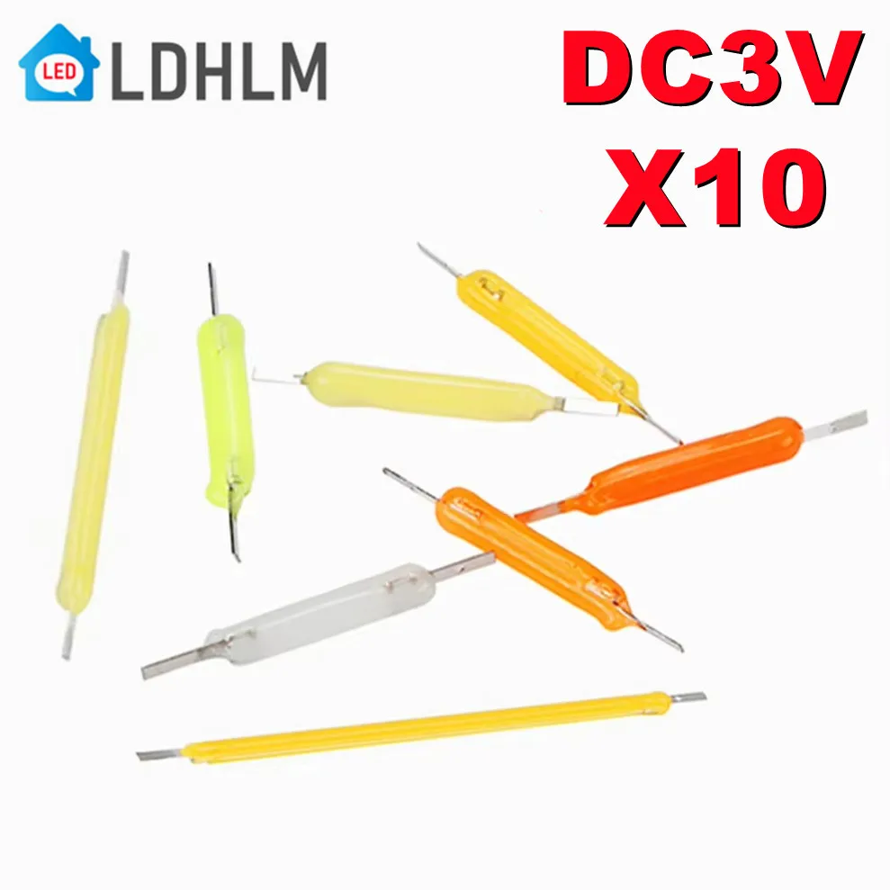 3V COB LED Ceramics Filament Edison Bulb Lamp Parts 10Pcs 19mm 29mm 39mm 54mm 68mm Edison Bulb Light Diodes Accessories Lighting