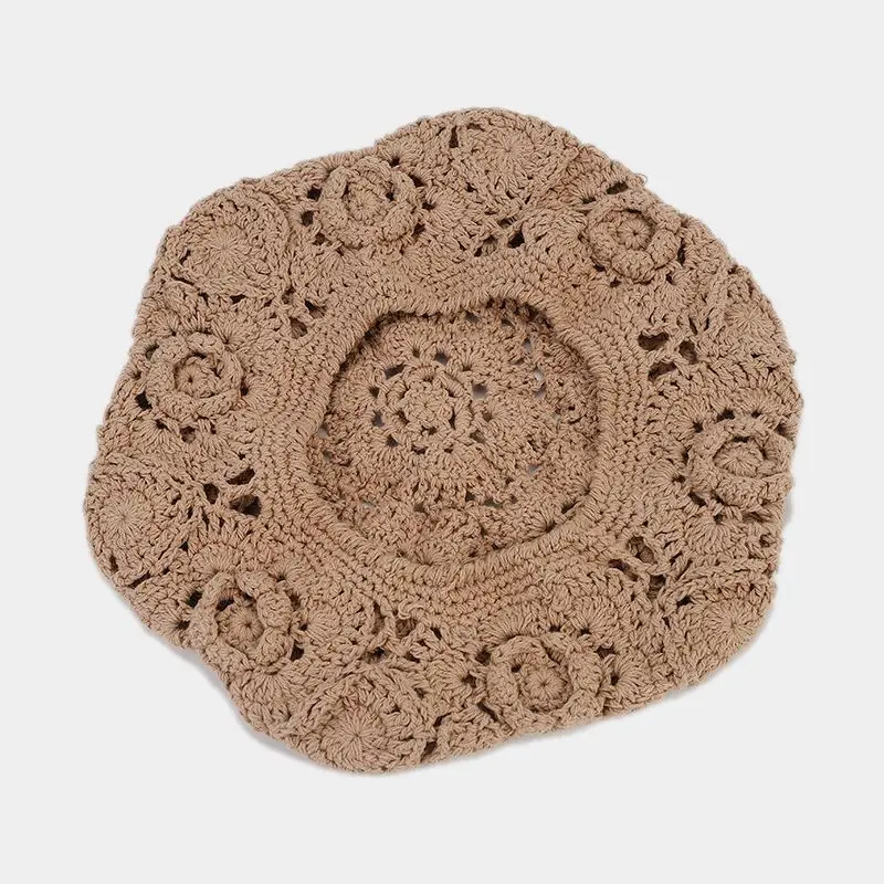 New Women's Knit Beret Hat Spring Casual Thin Acrylic Berets for Women Ladies Plain French Artist Beanie Beret Hats for Female