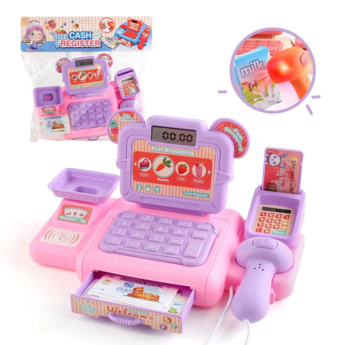 Simulation Shopping Cash House Toys Electronic Game Lighting And Sound Effects Supermarket Cashier Toys 5