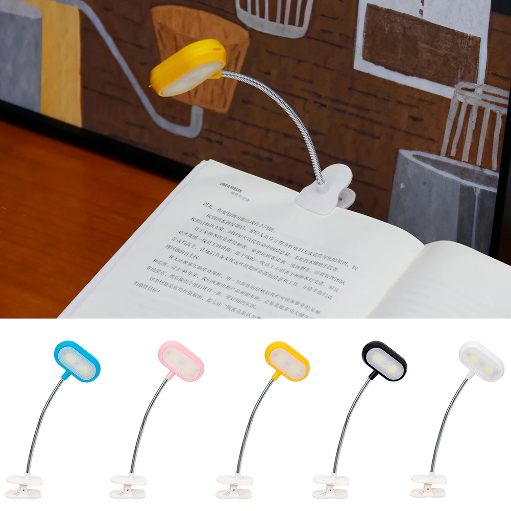 

Adjustable LED Book Light With Goosenecks Clip LEDs AAA Battery Powered Flexible Night Reading Desk Lamp Notebook Cool White