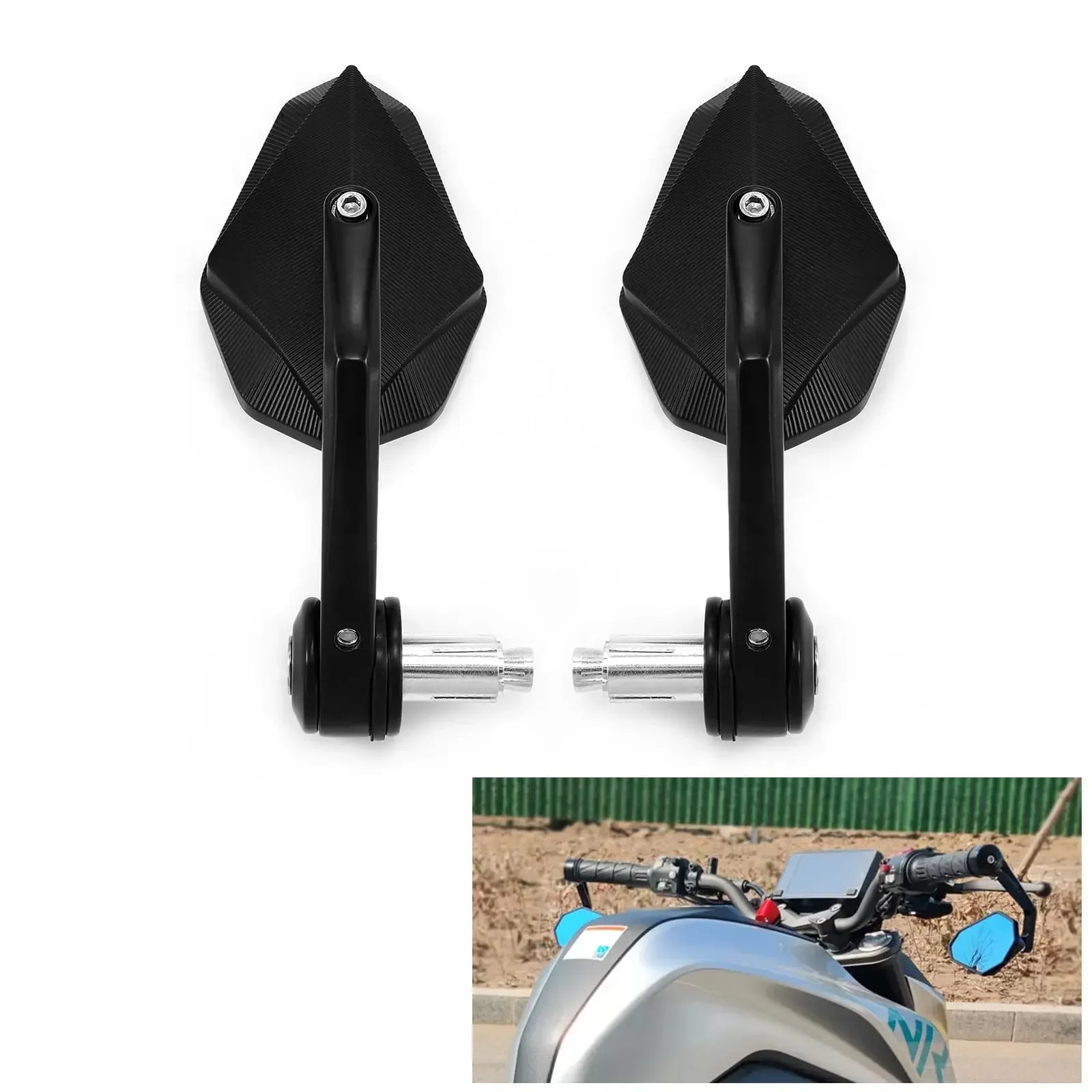 Motorcycle Mirror 2PCS Aluminum Alloy Universal Pedal Rod End Handlebar Rearview Mirror Accessories