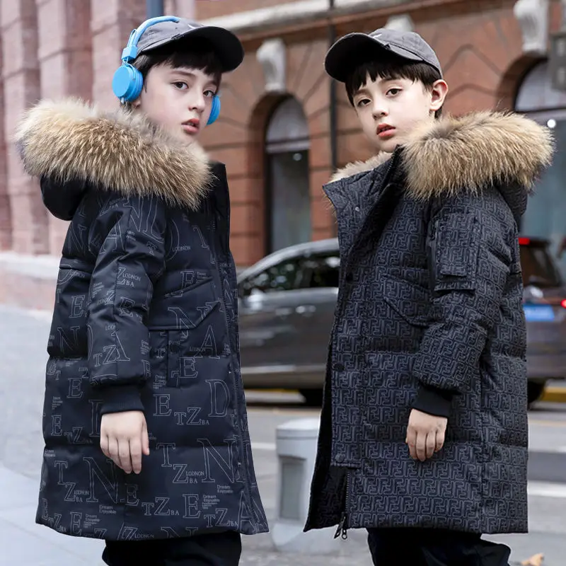 

Boys' Autumn Winter Down Coat new mid to big Boys boutique kids clothing White duck down warm jacket clothes Long sleeve Coat