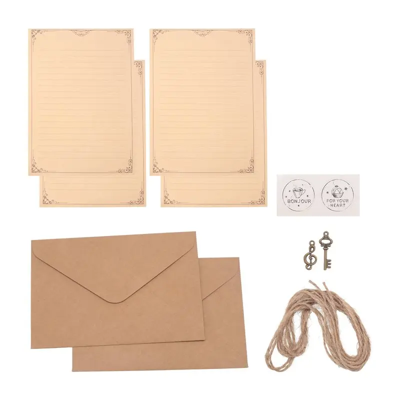 E-Easy To Use-12 Pcs 빈티지 크래프트 종이 필기 용지 편지 쓰기용 유럽 스타일 종이 편지 용지 문구류