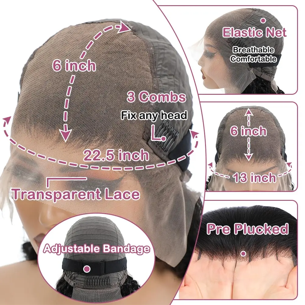 250 Density Kinky Curly 13x6 HD Lace Frontal Wig 38Inches Precut Glueless Kinky Curly Wigs Human Hair  360 Full Lace Front Wig