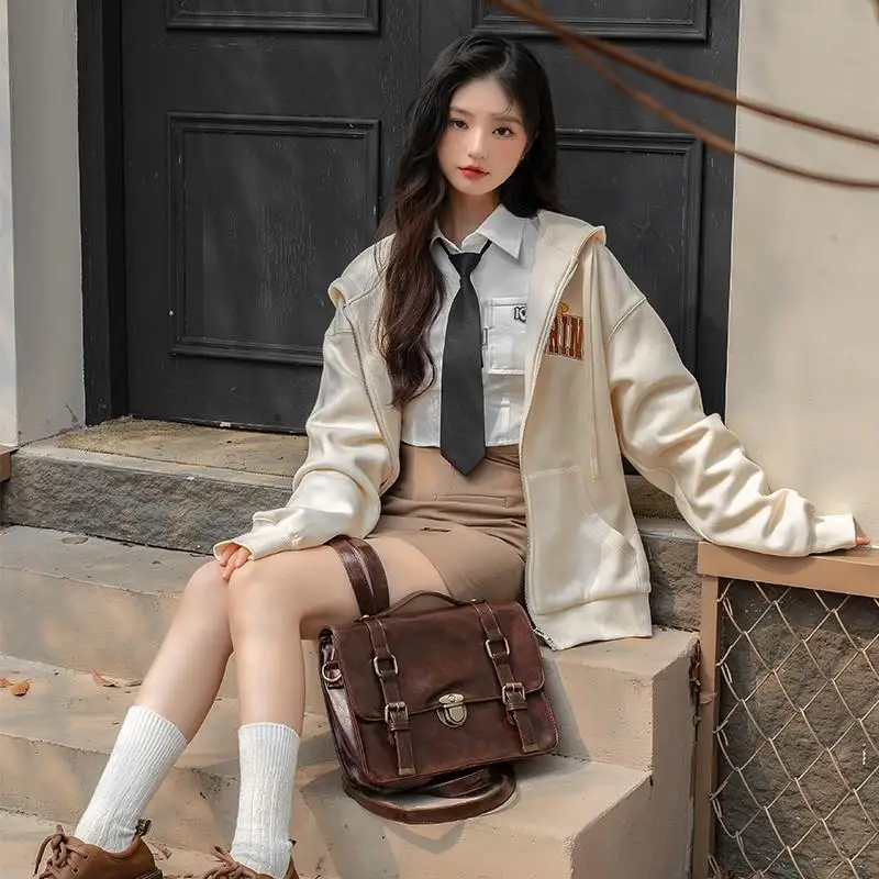 

Kawaii Sanriod Anime Hobby My Melody Cinnamoroll Kuromi Women's Multicolor Embroidered Hooded Sweatshirt Loose Zip Jacket