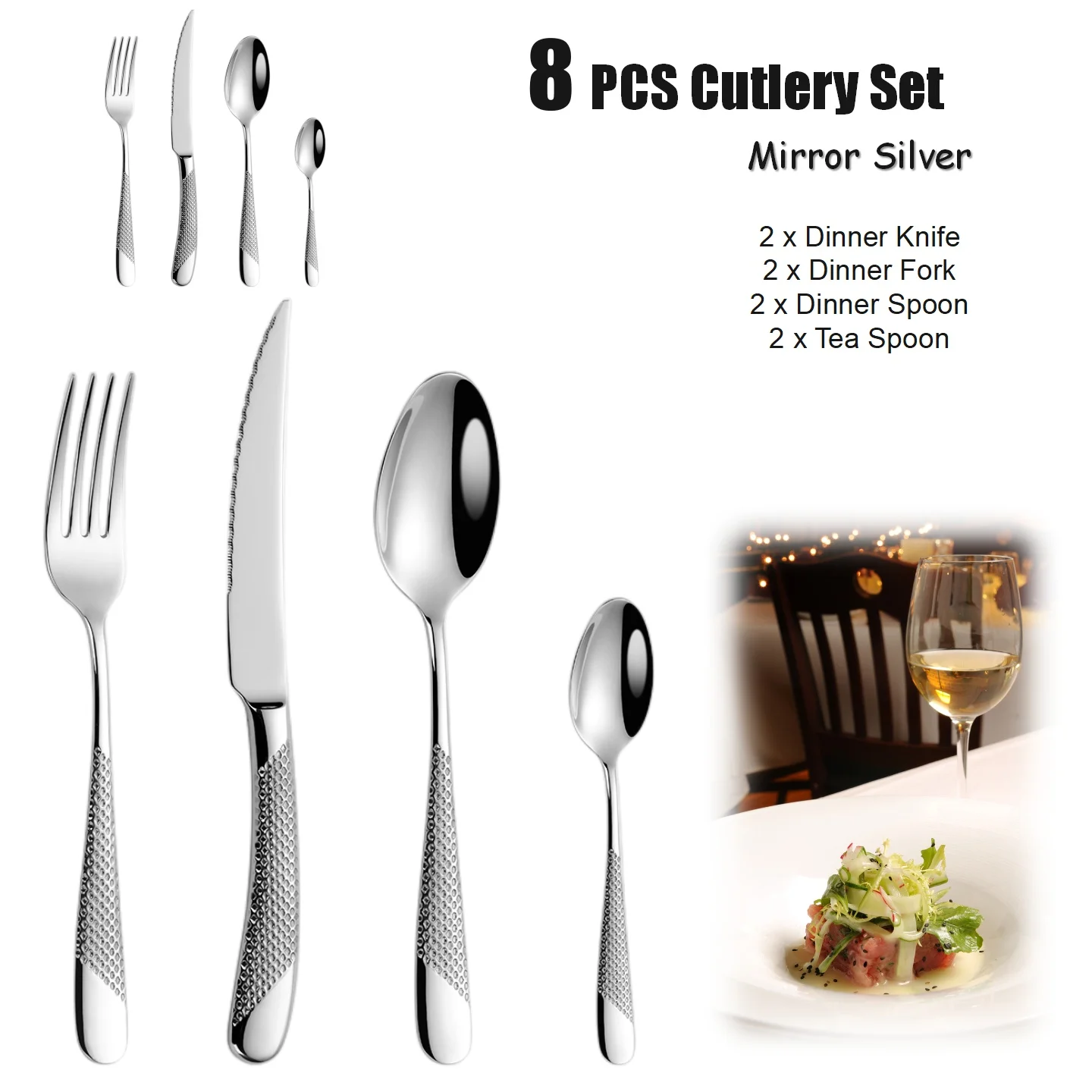8PCS - Silver