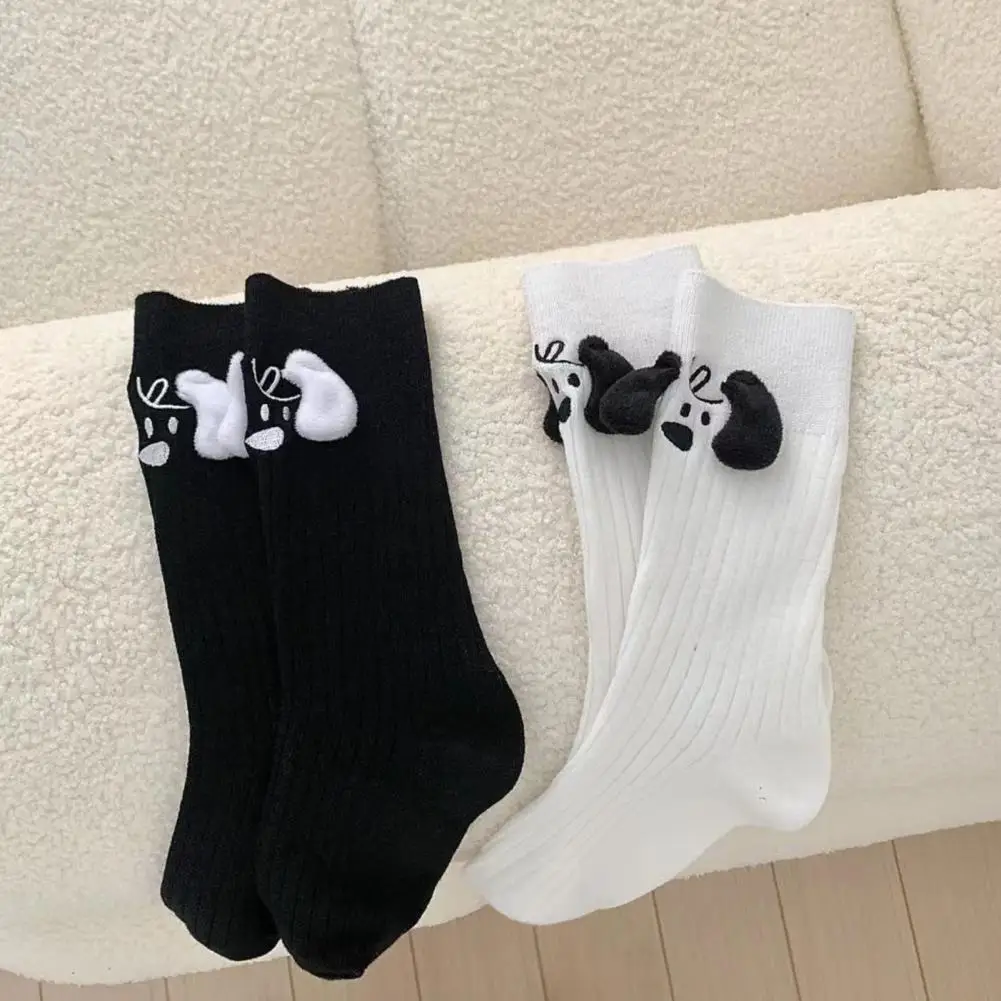 

1 Pair Cartoon 3D Dog Ear Mid-Tube Socks High Elastic Funny Pile Socks Friends Sisters Lovers Ultra-Soft Socks