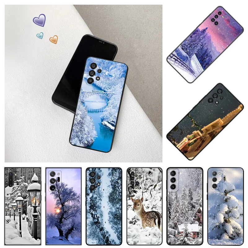 Custodia Per Telefono Per Samsung S24 Plus S23 Fe S22 S21 S20 S10 Lite Galaxy Note20 Ultra Ice Mountains White Snow Camera Cover Protettiva