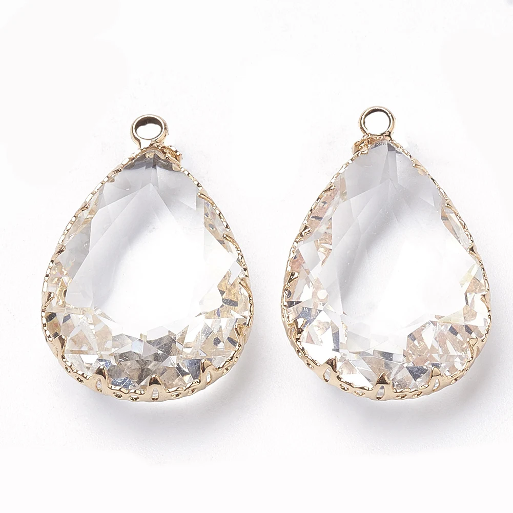 30Pcs Glass Crystal Drop Charms Colorful Faceted Teadrop Pendants for Dangle Earring Bracelet Necklace Jewelry Making Supplies