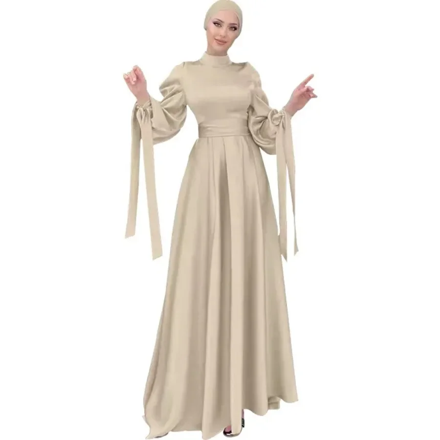 Abayas for Women 2024 Elegant Summer Muslim Long Sleeve Polyester Long Maxi Dress Muslim Fashion Abaya Hijab Kaftan Abaya Dress