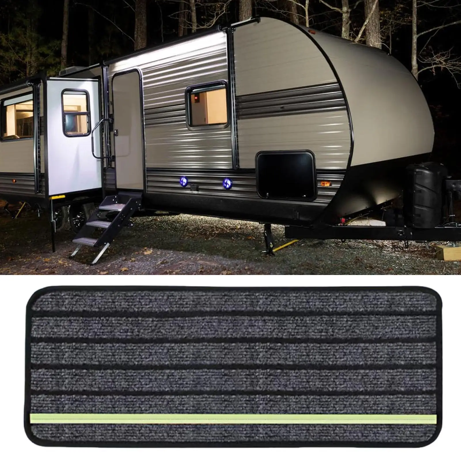 RV Step Carpet Outdoor Step Mats Anti-slip Self-stick Pad Protective Rug Carpet Luminous Dustproof for Staircase Camping Car