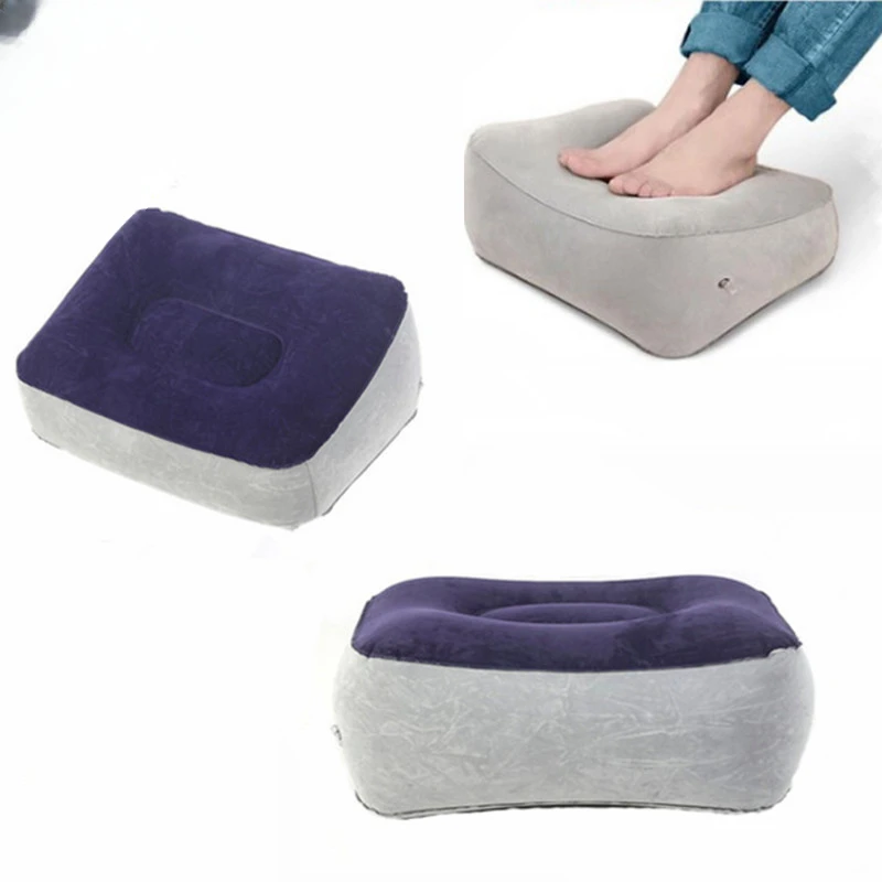 

Inflatable Foot Pad Travel Outside Outdoor Travel Feet Rest Mat Car Plane Flocking PVC Foot Pillow