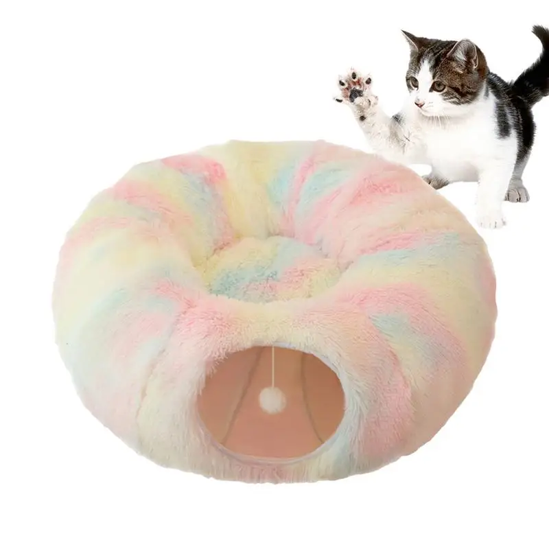 

Cat Donut Tunnel Donut portable Foldable Cat Bed Cave Washable Donut Cat Toys Indoor Toys Cats House Kitten Training Toy