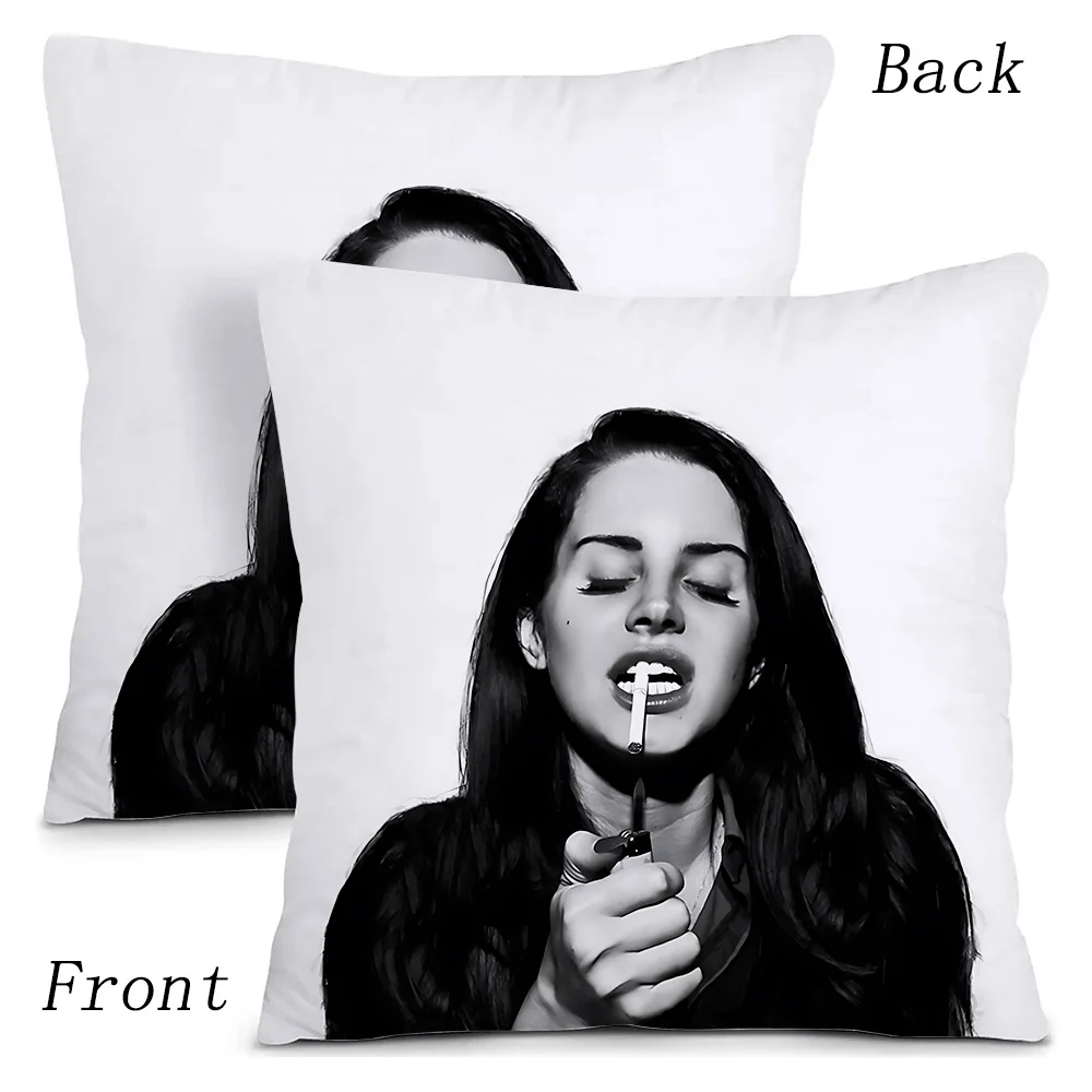 L-Lana Del Rey Pillow Covers Cartoon Sofa Decorative Home Double-sided Printing Short Plush Cute Cushion Cover 4