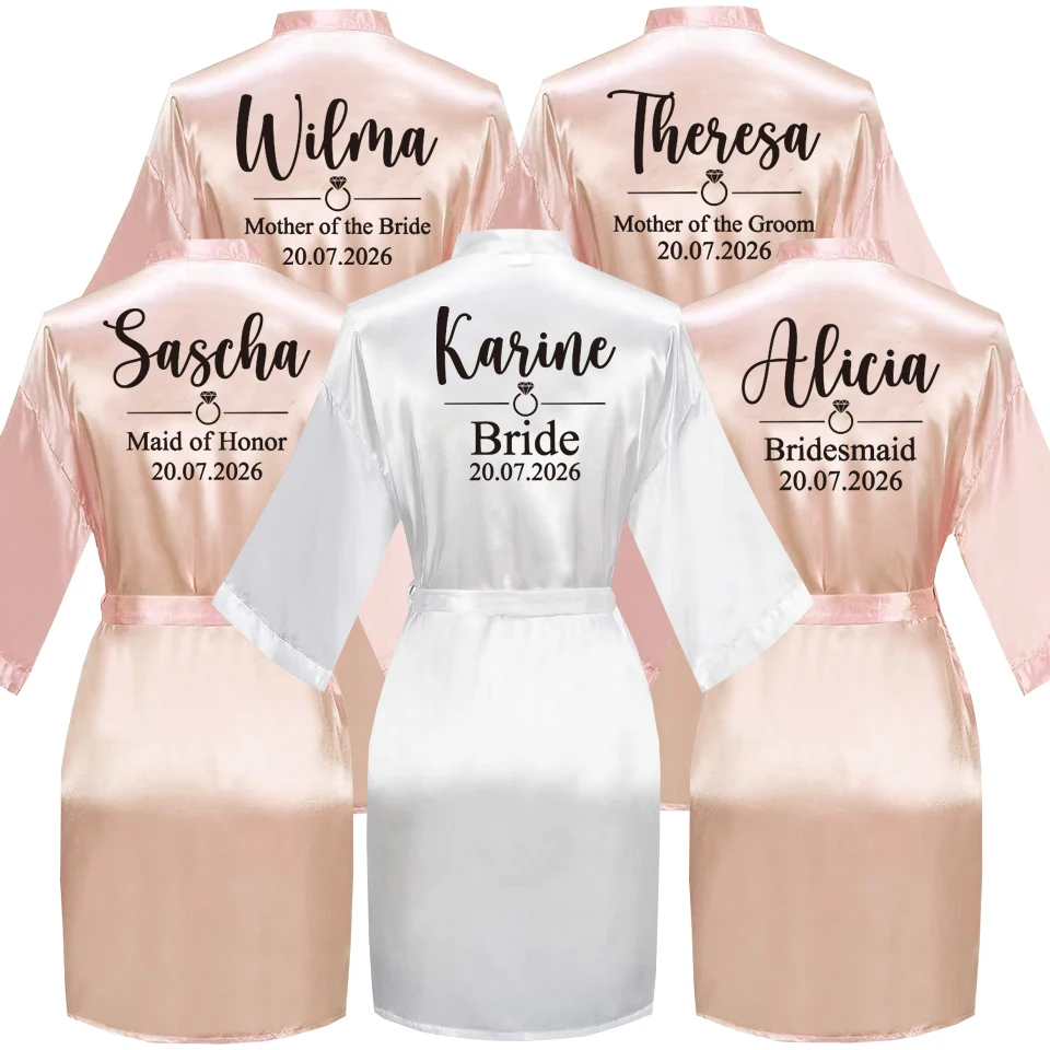 Testo personalizzato Logo accappatoio da sposa abito da sposa sposa damigella d'onore abiti da sposa donna addio al nubilato addio al nubilato