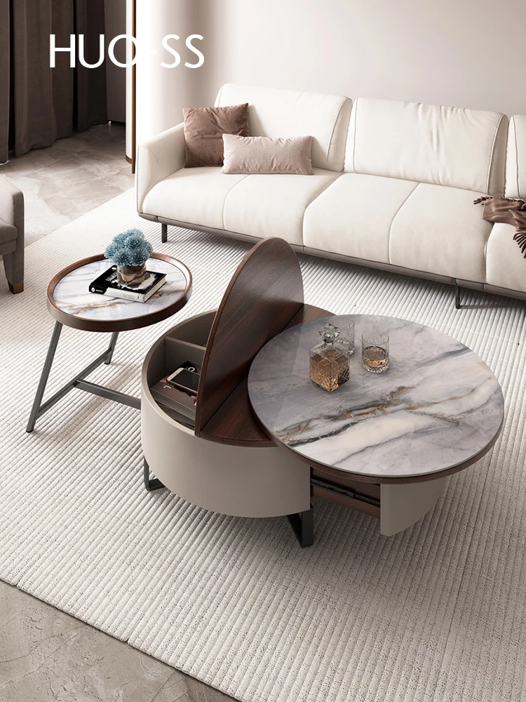 

Simple modern revolving tea table, small family living room, Nordic size circle combination storage circle, several tea tables