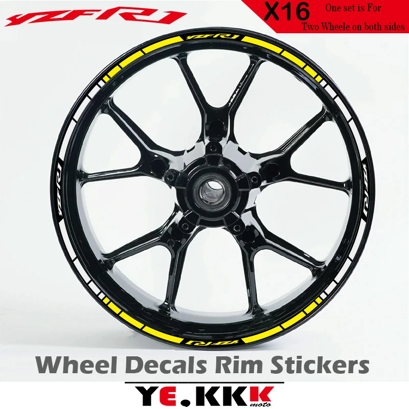 For Yamaha YZFR1 R1 1000 YZF1000 17 Inch Wheel Hub Sticker Decal YZF-R1 Logo Custom Color