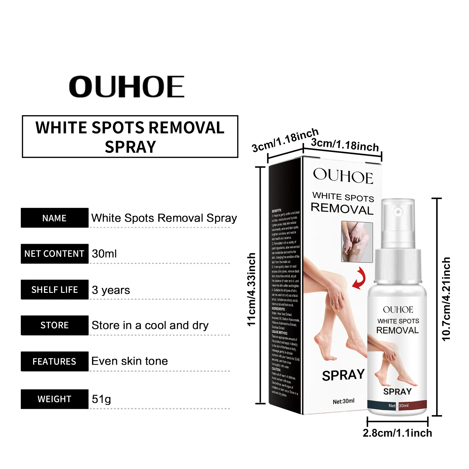 Spray traitement vitiligo élimination taches blanches soin peau_voghion.com