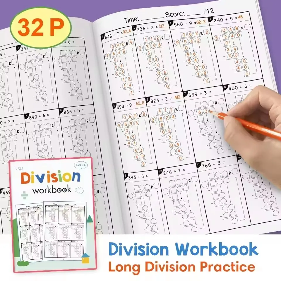 2 Digit Multiplication Math Workbook / Long Division Math Practice ...