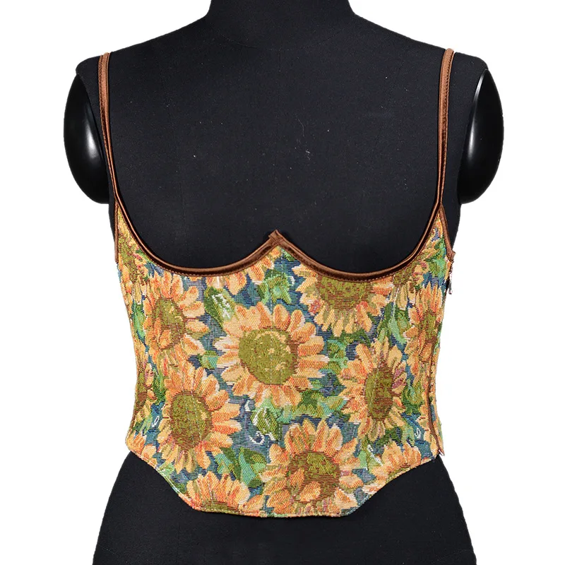 

Sunflower Printing Xxs-xxxl Sizes Waistband Fashion Style Back Strap with Fishbone Waistband Lenceria Bodys Sexy Mujer Corset